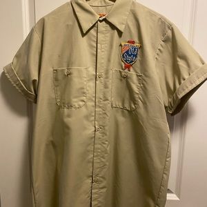 Red Cap Beer Shirt. Old Style and Schlitz Vintage patches.